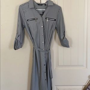 Pinstriped shirt dress